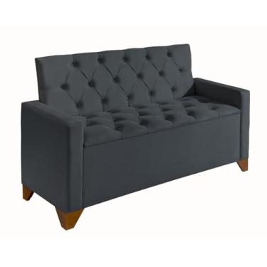 Imagem de Recamier Baú California Estilo Sofá Sapateira Luxo Decorativo Estofado Tamanho 150 Cm Móveis De Armazenamento Estilo Moderno Retro Organizador Premium Para Quarto Apoio Para Pés (Cinza)