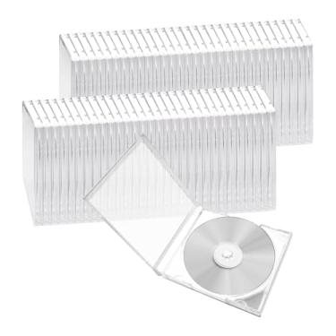 Imagem de TANEMUDO 60 peças de plástico CD Jewel Case para armazenamento, 10,4 mm capa de proteção padrão transparente para CD DVD