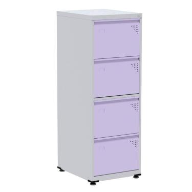 Imagem de Armário de Arquivo de Aço Pandin 4 Gavetas gavetas Cinza/Lilás