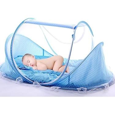 Imagem de Berço Mosquiteiro Tenda Toca Musica Com Cercado Portatil Cor:Azul