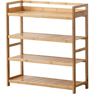 Imagem de LIFOND Sapateira organizadora de bambu sapateira de 4 níveis, prateleira de sapato de simplicidade nórdica, suporte aberto de armazenamento de sapatos para entrada, corredor e armário, prateleira de
