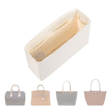 Imagem de ArcDiary Inserção organizadora de bolsa, organizador de bolsa de seda com 6 tamanhos, macio e sedoso, modelador de bolsa para Longchamp, Birkin 20/25, Speedy 30/44, Neverfull e mais (Slender Medium