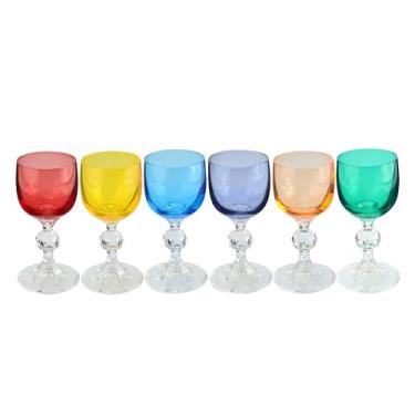 Imagem de Jogo de 6 tacas para licor Claudia em cristal ecologico 50ml A10cm colorido