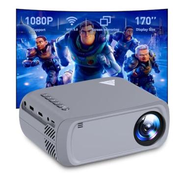 Imagem de iTJQ Projetor, projetor Bluetooth atualizado, miniprojetor para iPhone, projetor de filmes portátil para ambientes externos e internos, compatível com HDMI/USB/Smartphone/TV Box/Laptop