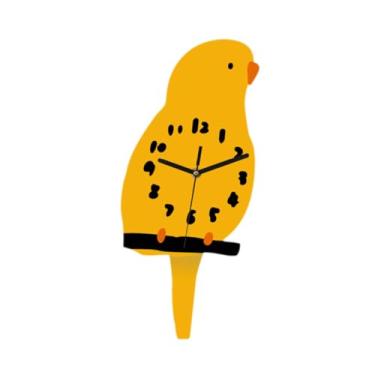 Imagem de IEUDNS Relógio de parede de pássaro Decorações sem tiques Decorações do quarto Relógio do relógio de parede para o escritório da sala de aula da cozinha sala, Amarelo