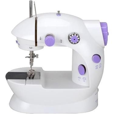 Imagem de Mini Máquina De Costura Reta Fh-sm202 Portátil Branca 1 Ponto Iluminação LED Função Reversa Cortador De Linha 110v/220v Elétrica E Pilha Iniciantes Uso Doméstico