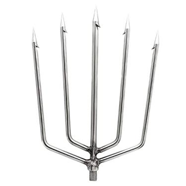 Imagem de FREGITO Arpão de pesca, lança farpada de pesca de aço inoxidável, vara de liga de alumínio, com parafuso de 8 mm para desembarque de pesca ao ar livre, sapo de peixe grande (5 pinos, 5 pontas)