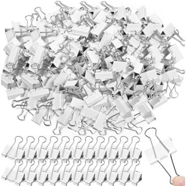 Imagem de Jetec Pacote com 100 clipes de fichário de metal branco a granel médio reutilizável clipes de fichário dobráveis grampos de papel mola aço resistente para material de escritório escolar em casa (1,25