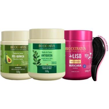 Imagem de Kit Máscara Bio Extratus Abacate Jaborandi Liso 500g +Escova