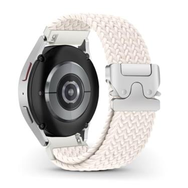 Imagem de RoYiio Pulseira de nylon para Samsung Galaxy Watch 7 FE 6 5 4 mm de 44 mm e 44 mm, respirável, macio, confortável, tecido de 20 mm para Garmin Vivoactive 5/Forerunner 165/Vivomove Trend - Starlight