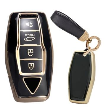 Imagem de TECART Nova capa de porta-chaves para Mitsubishi Outlander 2021 2022 2023 acessórios de capa de chave TPU 4 botões preto