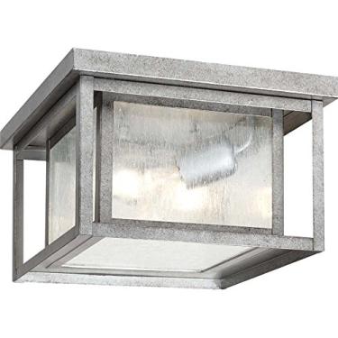 Imagem de Sea Gull Lighting 78027-57 Hunnington Luminária moderna para pendurar no teto com duas luzes, acabamento em estanho desgastado