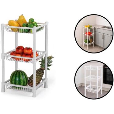 Imagem de Fruteira De Chão Desmontável 3 Andares Cestos Organizadores Frutas Ver