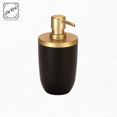 Imagem de Porta Sabonete Líquido Original Arthi 500ml, Preto/Dourado Fosco 