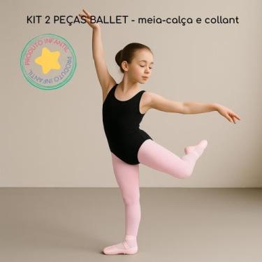 Imagem de Kit Body Collant + Meia Calça fina Infantil de Ballet - Magic Sky, Mul