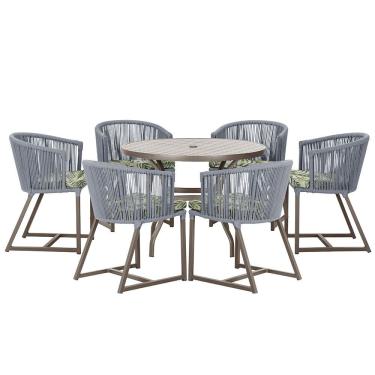 Imagem de Mesa com 6 Cadeiras de Jantar Roma 120cm e Noronha em Alumínio