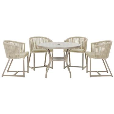 Imagem de  Mesa com 4 Cadeiras de Jantar Roma 100cm e Noronha em Aluminío