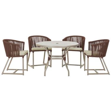 Imagem de  Mesa com 4 Cadeiras de Jantar Roma 100cm e Noronha em Aluminío
