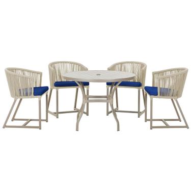 Imagem de Mesa com 4 Cadeiras de Jantar Roma 100cm e Noronha em Aluminío 
