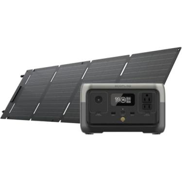 Imagem de EF ECOFLOW RIVER 2 120V Estação de Energia Portátil com Painel Solar de 60 W, Bateria LiFePO4 de 256 Wh, Carga Rápida de 1 hora, Saída de Até 600 W, Gerador Solar para Acampamento ao Ar Livre