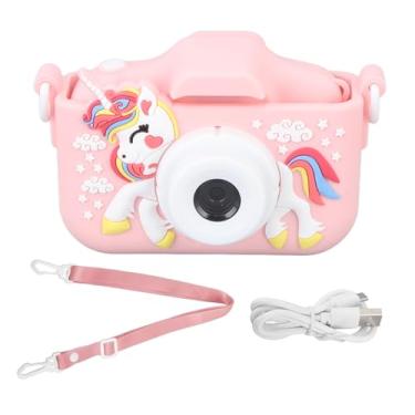 Imagem de Câmera infantil Câmera fofa lente dupla foco automático fotografia gravação de vídeo games music camera digital brinquedo para crianças meninos meninas (Rosa)