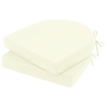 Imagem de Topotdor Conjunto de 2 almofadas de cadeira para ambientes externos, 48 x 48 x 7,6 cm, à prova d'água, para móveis de exterior, almofadas de assento de canto redondo, almofadas de cadeira com gravatas