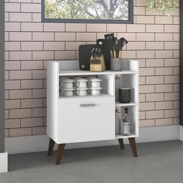 Imagem de Aparador 1 Porta 3 Nichos 70Cm Movelbento Branco