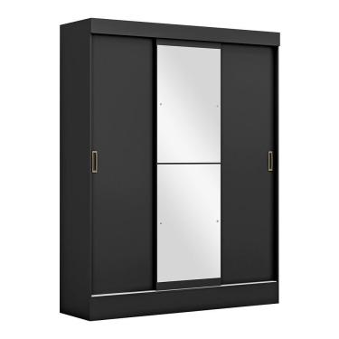 Imagem de Guarda-roupa Roupeiro Maxel San Marino 3 Portas De Correr 2 Gavetas Preto