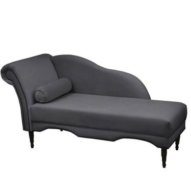 Imagem de Chaise Longue Divã Copenhagen Em Madeira De Reflorestamento Veludo 160cm Star Confort Cinza Chumbo