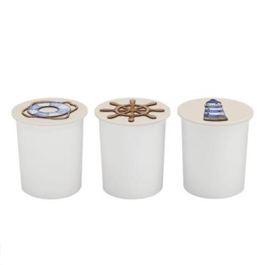 Imagem de Trio de Potes Kit Higiene Bebê Lavável Urso Marinheiro - Neném na Nuve