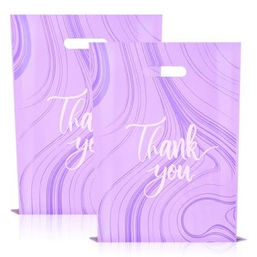 Imagem de DjinnGlory Pacote Com 100 Sacos Plásticos Roxos De Agradecimento Alças - Compras Mercadorias Para Pequenas Empresas, Materiais Embalagem Guardar Roupas, Butiques, Varejo, 30,5 X 38,8 Cm (2,36 Mil Es