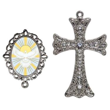 Imagem de Crucifixo Para Terço de Noiva Relicario Pomba Divino Espirito Peças pa