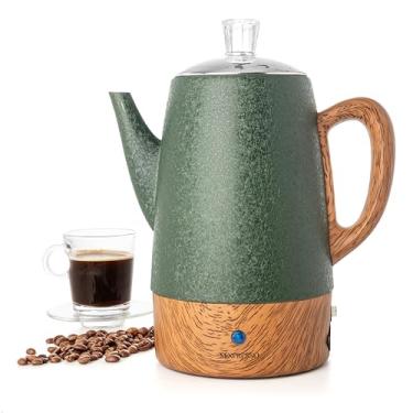 Imagem de Mixpresso Cafeteira Elétrica Percoladora Com 10 Xícaras, Verde, Função Manter Aquecido, Copos, Cesta Perculadora De Aço Inoxidável (Verde Brilhante)