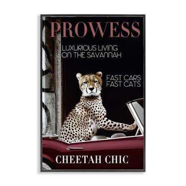 Imagem de Stupell Industries Prowess Cheetah Sports Car Preto Emoldurado Giclee Art Design por Sophie 6, 20 x 30