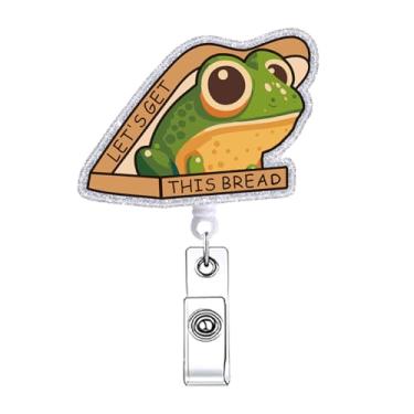 Imagem de Let's Get This Bread Engraçado Sapo Enfermeira Retrátil Carretel de Crachá Acessórios para Estudantes de Enfermagem Suporte de Crachá com Clipe Jacaré para Cartão de Identificação Médica CNA RN Clipe