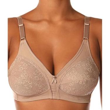 Imagem de Sutiã sem Bojo Colonial Demillus Plus Size Vintage Rendado, 44, Bege