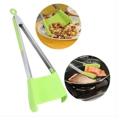 Imagem de Pegador Multifuncional 2 em 1 de Silicone, Espátula Antiaderente para Cozinha, Ideal para Churrasco e Frituras, Verde