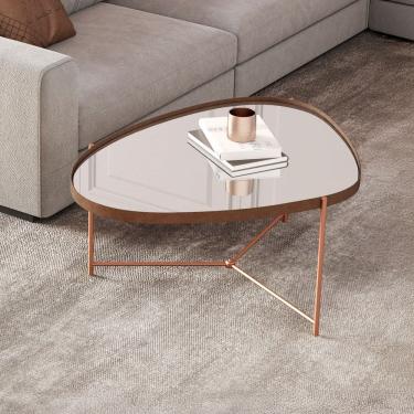 Imagem de Mesa de Centro Orgânica Alamanda com Espelho Castanho/Bronze - Jb Bechara