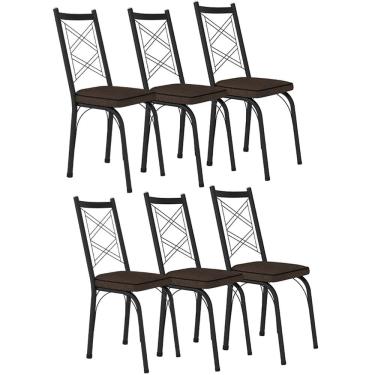 Imagem de Kit 6 Cadeiras Aço Carbono Tubular Metálica Acabamento Fosco D-28 Julia