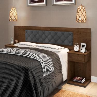 Imagem de Cabeceira Estofada Casal Queen King Capitonê MDP 111x280x37cm Malbec Chumbo Casa H