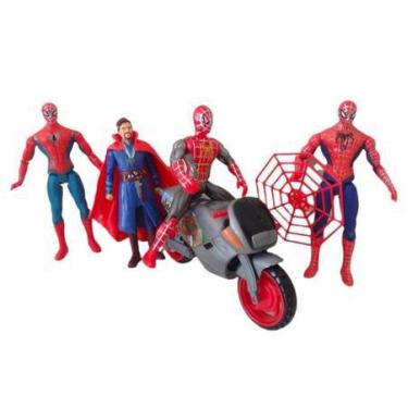 Imagem de Cartelado 4 Bonecos Homem Aranha Herói  C/ Moto - Toys