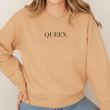 Imagem de Moletom Gola Careca Modinha Estampa Queen 041 Rainha Adolescente Mulhe