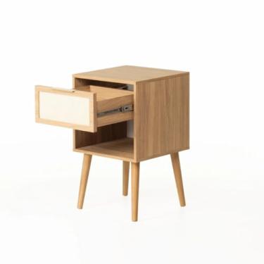 Imagem de Mesa de Cabeceira IVVIE 1 Gaveta Tauari/Dourado - Telinha Rattan