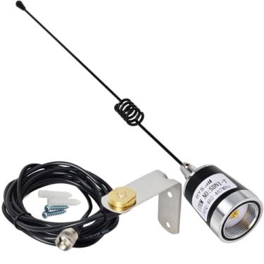 Imagem de HYS Antena de chicote amador UHF NMO de 45 cm, 3,5dBi 462 MHz–467 MHz, com cabo coaxial RG58 de 4 m, superfície de antena de montagem NMO com suporte UHF MACHO/PL259/L para rádios Yaesu Kenwood Vertex