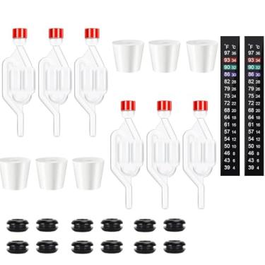 Imagem de Dbgogo Conjunto de airlock de bolha dupla, bloqueio de ar para fermentação, pacote com 6 fechaduras em forma de S para fermentação com rolha nº 6 Carboy, 12 ilhoses de fechadura e 2 tiras de