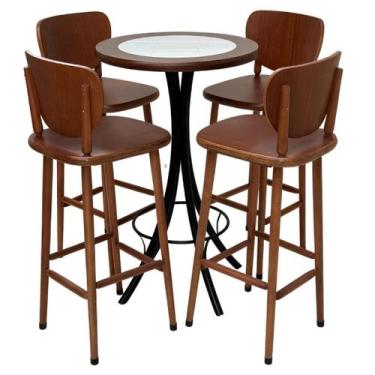 Imagem de Conjunto de Bistrô  Mosaico Branco com 4 banquetas - DG Móveis - Reiso