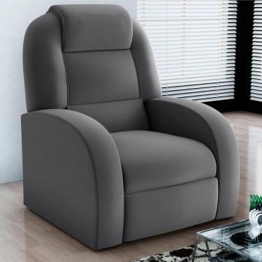 Imagem de Poltrona Reclinável De Descanso Lyon Veludo Cinza