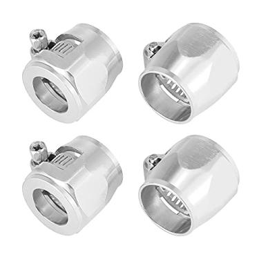 Imagem de X AUTOHAUX 4 peças AN10 hexagonais de mangueira de carro com braçadeira de tubo de borracha flexível com adaptador de faixa de parafuso para tubo de água de óleo, combustível, tom prateado
