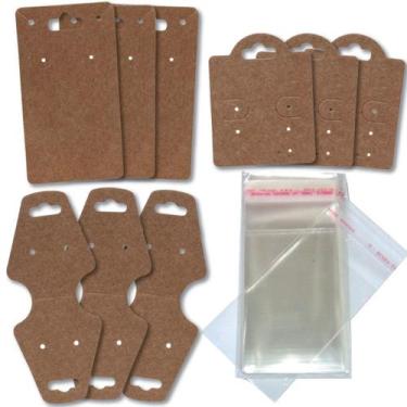 Imagem de Kit 300 Tag de Bijuteria Papel Kraft Resistente e Saquinhos - Sonar