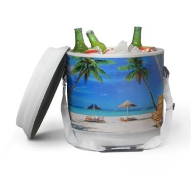 Imagem de Cooler térmico 24 latas de 350ml estampa praia caixa termica